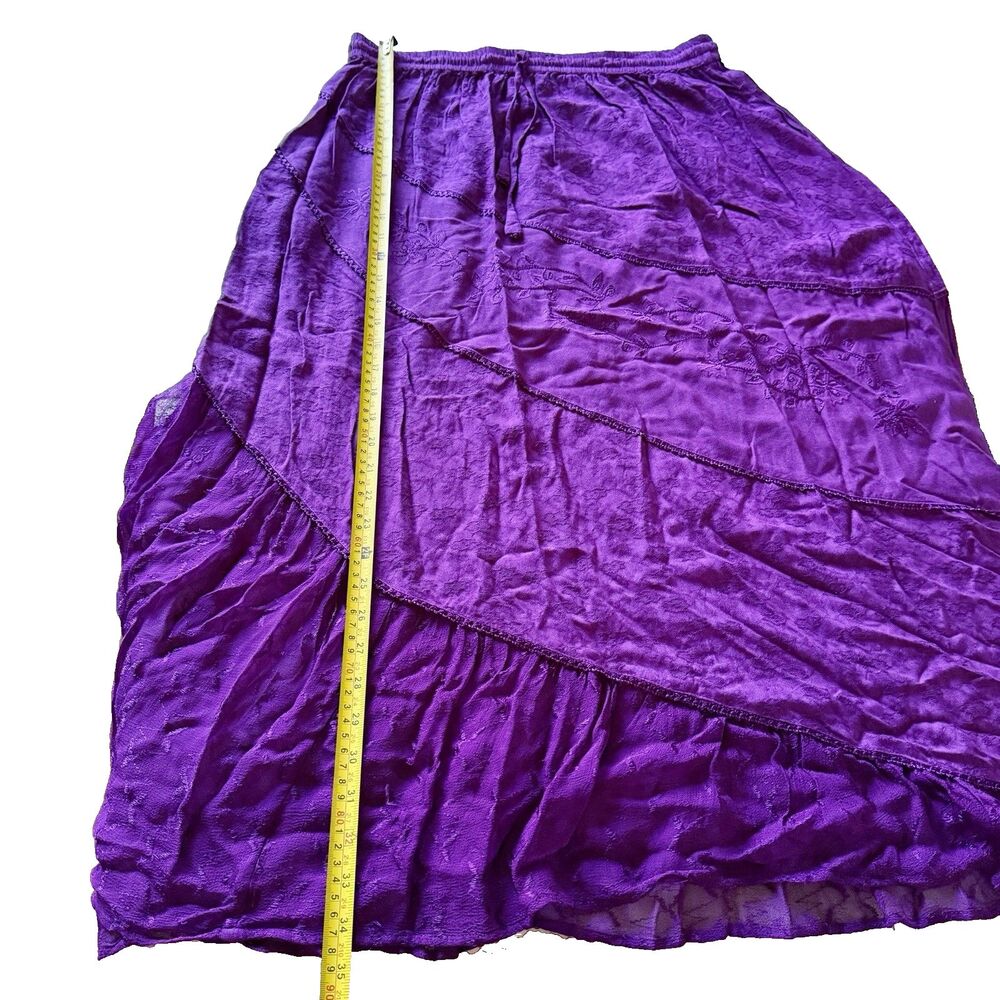 VTG 90s Flower Boho Gypsy Skirt Top Maxi Button Grunge Whimsigoth Purple XL Rayo - Picture 14 of 16
